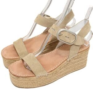 rag & bone Ansley Tan Suede Platform Espadrille Sandals Size 37.5 US 7.5